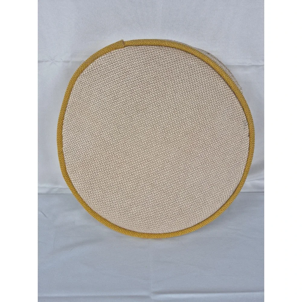 Vintage Crewel Embroidered Round Throw Pillow Boho Floral 70s‎ Cushion